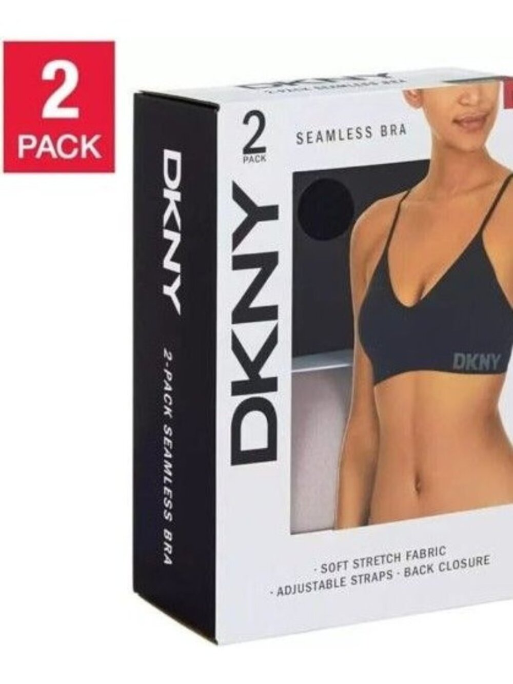 DKNY Medium 2-Pack Seamless Bra 34C/36C T-shirt All Day Stretch Adjustable Hook
